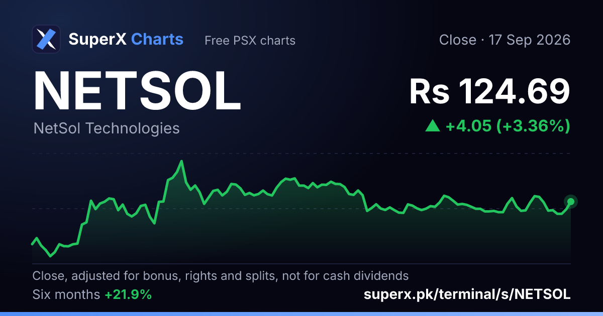 NETSOL: six-month price line