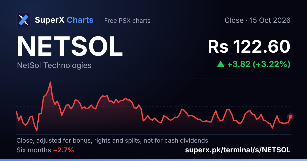NETSOL: six-month price line